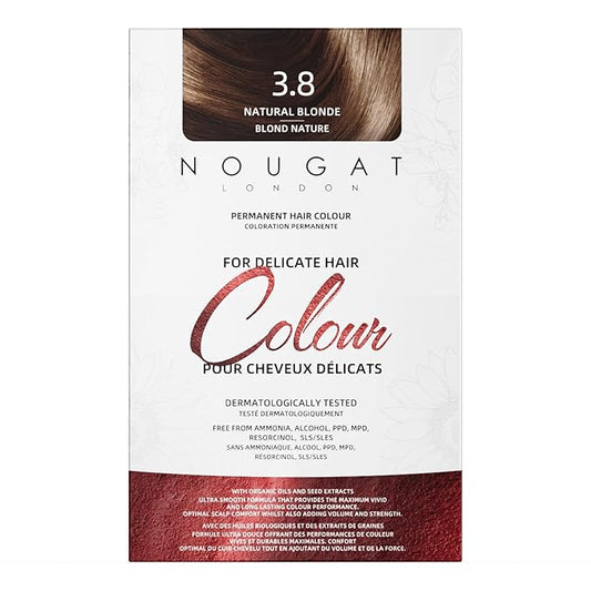 NOUGAT Natural Blonde Permanent Hair Color Kit - 100% Gray Coverage, Ammonia Free & PPD Free for Sensitive Scalp - 3-in-1 Color, Repair & Nourish System with Anti-Aging Hair Mask & Essence