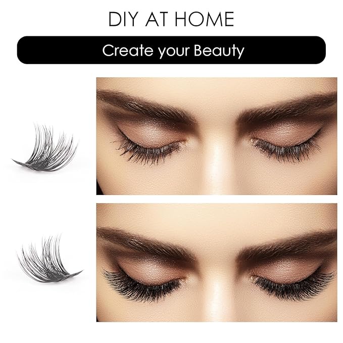 Cluster Lashes 72 Individual Lashes Clusters Eyelash Extensions False Eyelashes DIY Lash Extension Reusable False Eyelashes Natural Look Mix 10-16mm-DM27