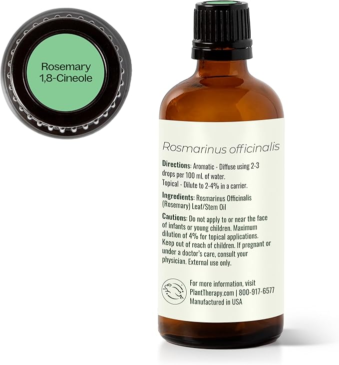 Plant Therapy Rosemary Essential Oil 100 mL (3.3 oz), 100% Pure, Undiluted, Natural Aromatherapy, for Scalp and Hair Health