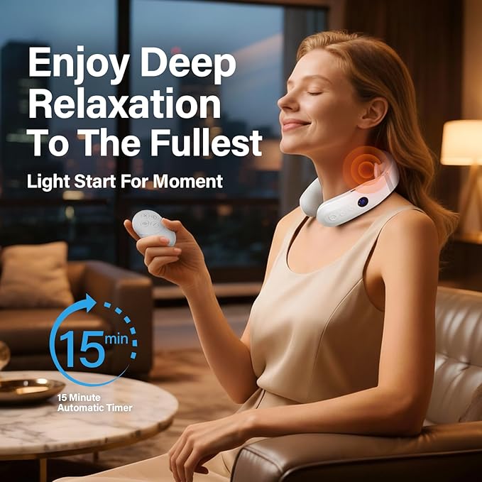 AiRunTech Neck Massager for Pain Relief Deep Tissue, Portable Electric Neck Massager with Heat for Painful Shoulder, Relaxing Gifts for Men Women