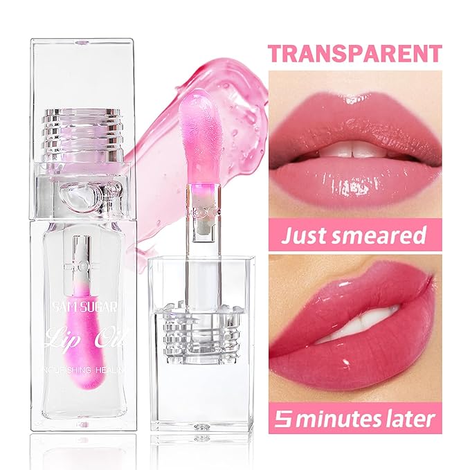 Color Changing Lip Oil,Clear to Pink Magic Big Lip
