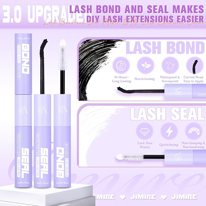 JIMIRE Volume Lash Clusters Kit 12-18MM D Curly Lash Extension Kit with Lash Bond and Seal Thick Fluffy Cluster Eyelash Extensions with Spiky Lash Clusters Bottom Lashes 216Pcs Pack