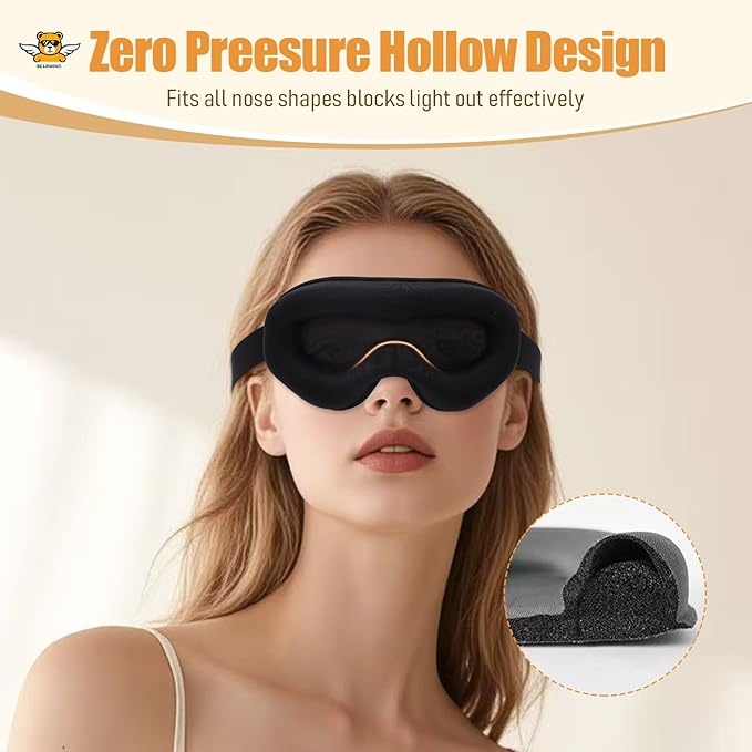 BEARWING 100% Light Blocking Sleep Mask, Only 0.73oz Light Comfortable 3D Contoured Memory Foam, Blink Freely Eye Masks for Sleep, Travel, Nap, for Women, Purple