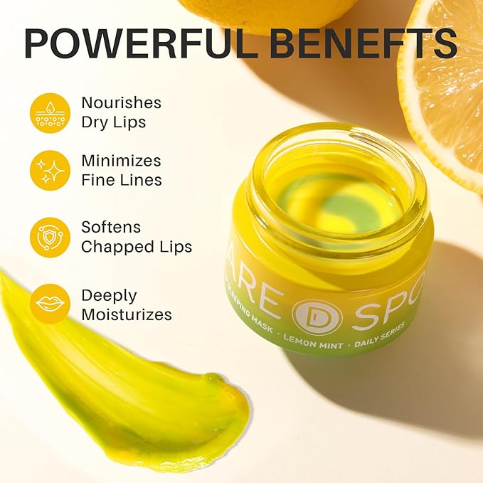 SPODARE 3-in-1 Dual-Color Sleeping Lip Mask Set – Blueberry, Grape & Lemon | Hydration & Repair for Dry Cracked Lips, Infused with Grape Seed Oil and Citrus Extracts for Rejuvenates Lips, 1.26 Fl Oz