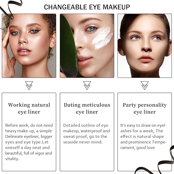 Pinkiou 6Pcs Eyeliner Stamp Pen Set, Long-lasting Eye Liner Pencil for Eye Makeup,Waterproof Double-Sided Liquid Eyeliner Stamp Pen Set for Beginners,Black&Red Heart, Star, Plum,Triangle and Moon
