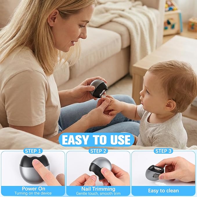 Electric Automatic Nail Clipper with Light, USB Rechargeable, 2 Speeds, Magnetic Cover, Safety Electric Fingernail Trimmer for Kids, Adult, Seniors, Caregivers (White)