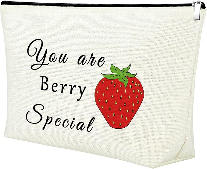 Mxrymvu Funny Strawberry Cosmetic Bag Fruit Lover Gift Makeup Bag Valentine's Gifts for Her Girlfriend Wife Couple Cute Strawberry Themed Gifts Birthday Gifts Strawberry Print Travel Makeup Pouch