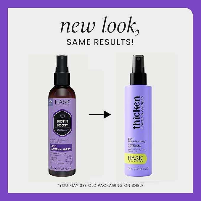 HASK Biotin Thicken 5-in-1 Leave-In Conditioner Duo (6oz-Qty 2) & Argan Oil Deep Conditioner Packette, Color Safe, Sulfate-Free, Paraben-Free, Gluten-Free, for All Hair Types
