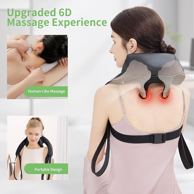 Shiatsu Neck and Back Massager with Heat, Upgraded 2600mAh Cordless Shoulder Massager Deep Tissue 6D Kneading with Carry Bag, Massages Pillow for Neck, Back, Shoulder, Body Gifts for Mom Dad