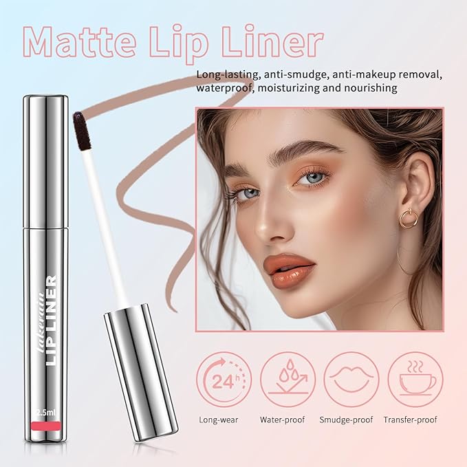 4Pcs Peel Off Lip Liner Stain - Long-Lasting, Smudge-Proof, Waterproof Nude Matte Lip Tint, Non-Fading Peel Off Lip Color, Effortless Precision & Full Coverage, Vegan & Cruelty-Free
