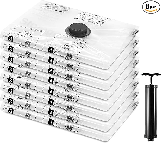 8 X-Jumbo Vacuum Storage Bags, Compression Packing Seal Space Saver Cubes for Clothing Bedding Comforters Blankets Pillows