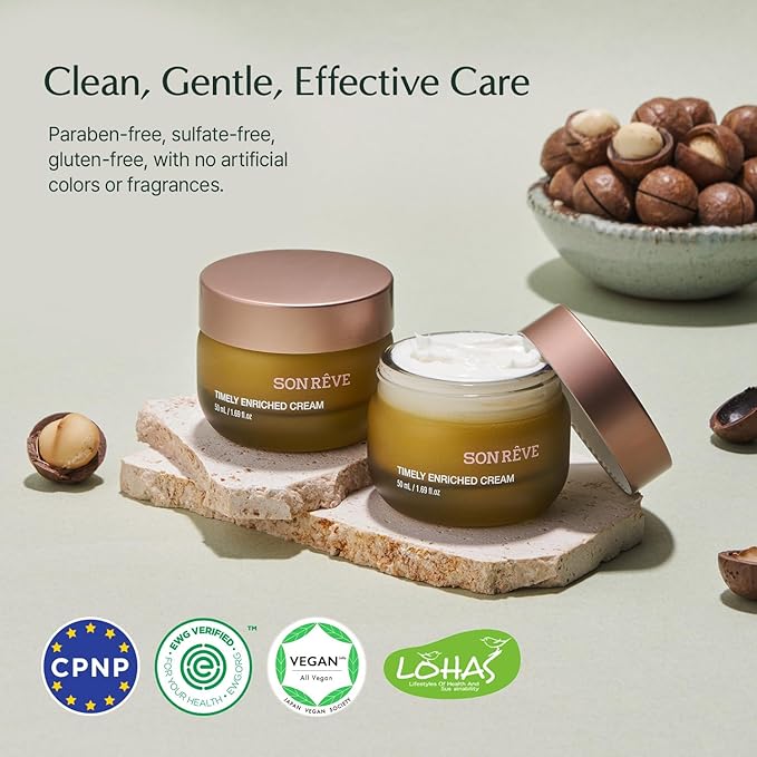 Moisturizing Face Cream with Ceramide – SONREVE Timely Enriched Cream – Anti-Aging, Botanical, Long-Lasting Hydration for dry,sensitve skin,50ml, 1.69 fl oz Korean skincare