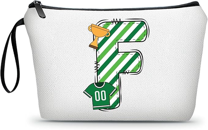 ARIOSEY Football Initial Birthday Graduation Gifts Cosmetic Travel Toiletry Bags Football Accessories Party Favors for Women Girls Daughter Niece Team Coach Friends -F