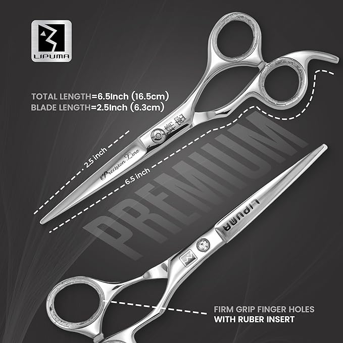 Hair Cutting Scissors - 6.5” Japanese Stainless Steel Professional Hair Scissors, Razor Edge Barber Scissors with Leather Bag, Comb and Cloth - Hair Shears for Men, Woman & Kids