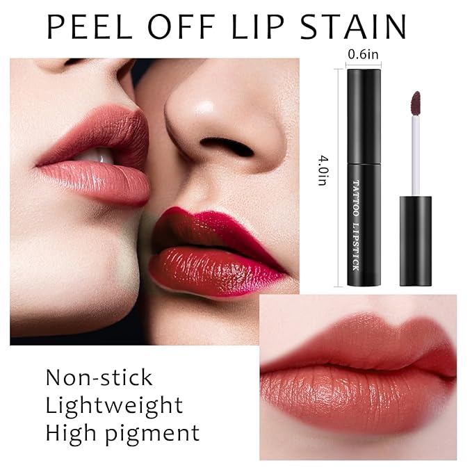 5 Colors Peel Off Lip Stain, Waterproof Long