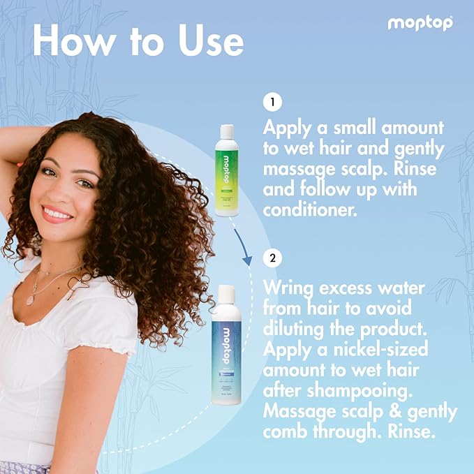 MopTop Sulfate Free Shampoo and Conditioner – Curly Hair Natural Shampoo and Conditioner Helps Restore Dry Damaged Hair & Reduce Frizz, Paraben Free Natural Hair Products for All Hair Types (2pk)