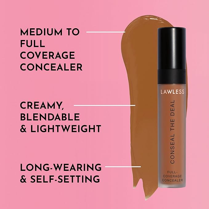 LAWLESS Conseal The Deal Lightweight Longwear Everyday Concealer - Teddy - with Antioxidants and Caffeine to Reduce Dark Circles and Puffiness. Long-Wearing and Self-Setting, Silicone-Free - 5 ml.