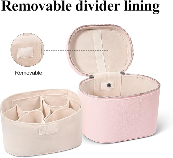 honitty Makeup Bag, Travel Make up Case with Compartments and Handle, Portable Cosmetic Organizer Bags,Toiletry Bag for Women