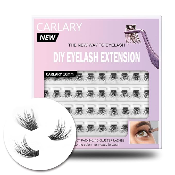 Lash Clusters, DIY Eyelash Extension, Reusable Individual Lash Clusters, 3D Effect Wispy C Curl False Eyelashes for Home Eyelash Extensions (Fluffy-10mm)