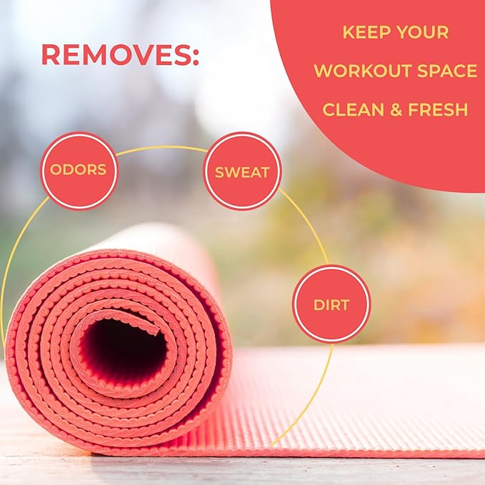 SwaytAway Fitness Mat Mist – 4oz Travel Size Yoga Mat Spray with Towel - (Pack of 2) – Aromatherapy-Inspired Citrus and Eucalyptus Blend – Plant-Based, No Rinse, Refreshes & Deodorizes