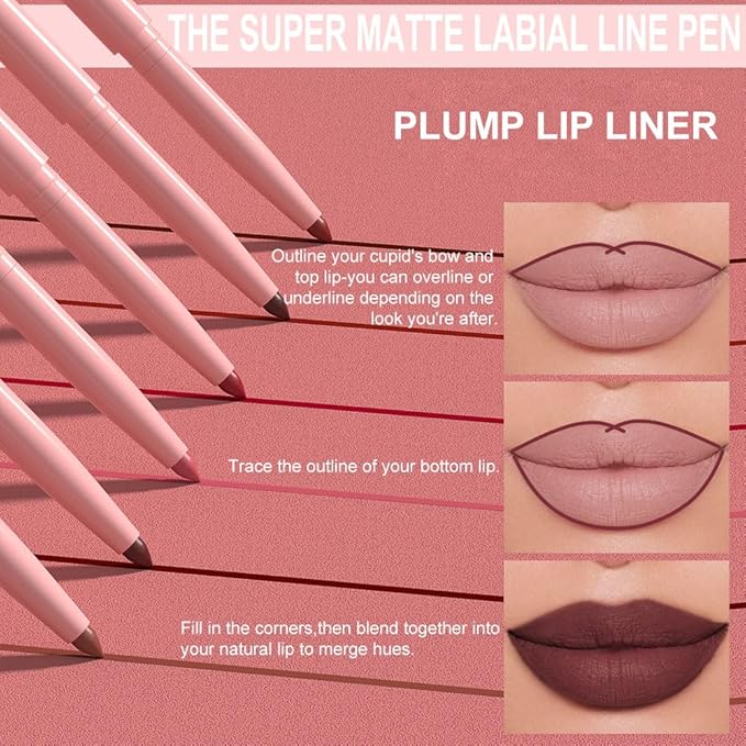 evpct 3Pcs Retractable Lip Liner Pencils Set Pack for Shaping & Sculpting Lips, Dark Mauve Maroon Purple Plum Ruby Red Creamy Matte Velvet Pigmented Lip Liner lipliners Crayon Lipstick,06 + 07 + 11