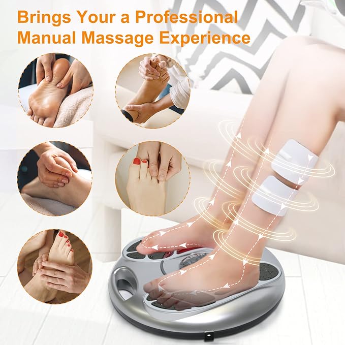 OSITO EMS Foot Massager for Neuropathy(FSA or HSA Eligible) Foot Circulation Stimulator Machine TENS Unit with 4 Electrode Pads for Circulation and Pain Relief for Men Women