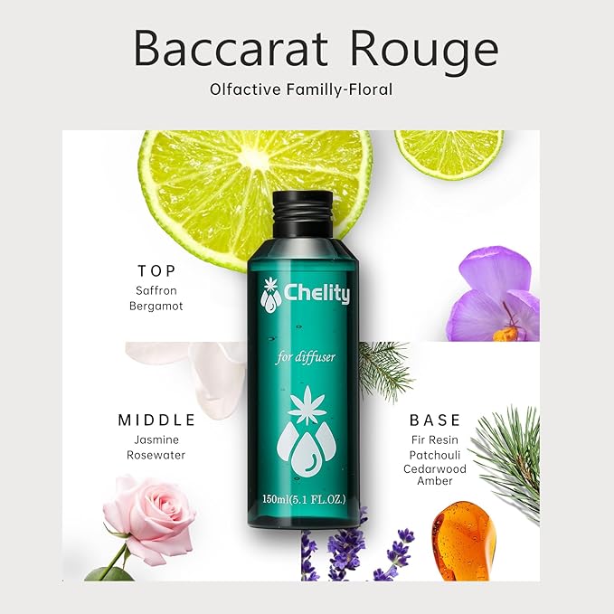 Chelity Hotel Diffuser Oil No. 1023 - Inspired by Baccarat Hotel & Rouge 540 - Luxury Love Affair Fragrance Oil with Saffron & Amberwood - for Waterless & Ultrasonic Diffusers 2.1 Fl Oz