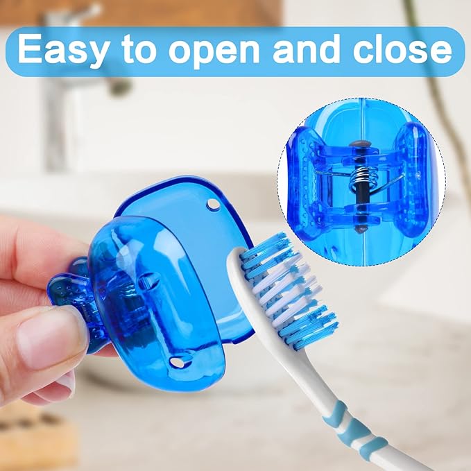 6 Pack Toothbrush Covers Portable Toothbrush Protector Coverings Clips Travel Protector Plastic Brush Pod Protection Clip Case Tooth Brush Covers Tooth Brush Cover Cap for Kids Bathroom Travel Supply