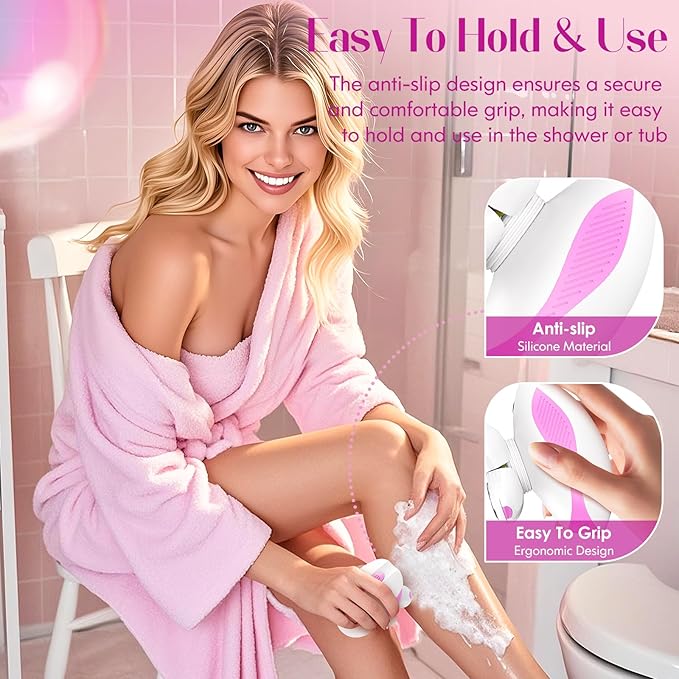 Electric Razors for Women, Anti-Slip Electric Rotary Shaver for Women Legs, Rechargeable Waterproof Body Shaver, Ideal Travel Lady Trimmer Hair Remover for Underarms Armpits &Bikini Area, Cherry
