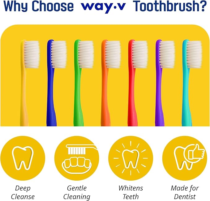 WAY.V Extra Soft Toothbrush Refill for Adults Sensitive Gums and Teeth with Individual Head Covers, 14 Pcs Manual Toothbrushes - Family and Guests - Pink (14 Counts, Soft Bristle)