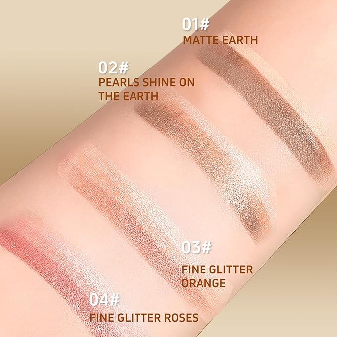 O'CHEAL 4PCS 3 Color Gradient Eyeshadow Stick Matte Shimmer Waterproof Long-lasting Crease-proof & easy to apply, suitable for dailymakeup touch-ups，Eye shadow pen set for Make Up