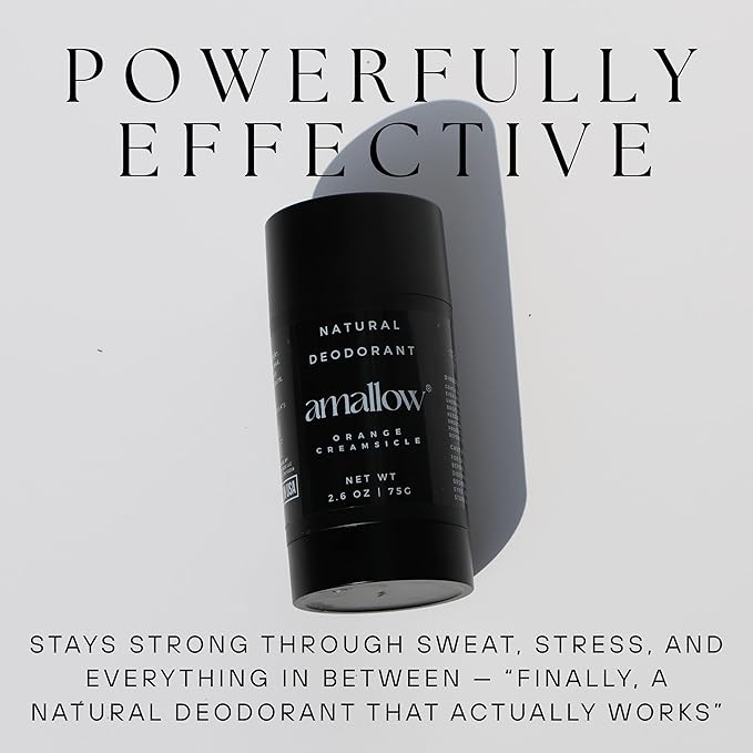 Amallow - Natural Deodorant – Aluminum Salt-Free, Tallow-Based, Baking Soda-Free, with Magnesium & Zinc – Long-Lasting Odor Protection – Handcrafted in the USA – 2.6 oz (Orange Creamsicle)