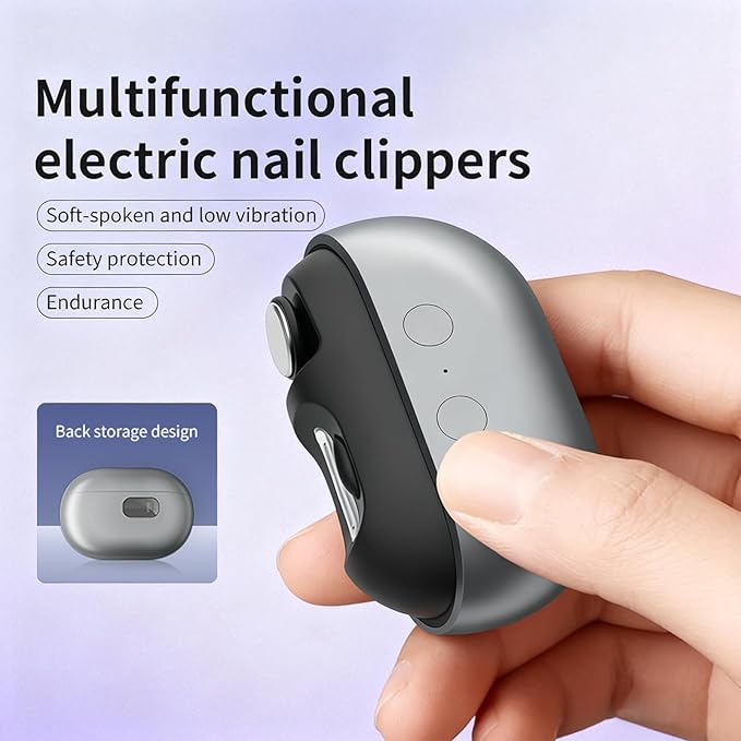 Easy Clip Nail Clippers,Electric Automatic Nail Clippers,Upgraded 3 in 1 Electric Clippers for Nails, Nail Care Tool with LED Light,for Seniors Kids Adults (Black)
