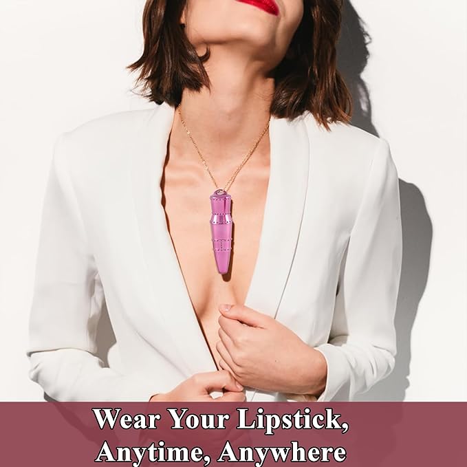 Hickey Lipstick Set, Big Trouble (Berry Wine), Refillable Silver Case with Chain, Satin Pouch & Ribbon (Wearable Necklace), Long Lasting Hydrating Velvet Finish Lipstick for Women, Vegan & Gluten-Free