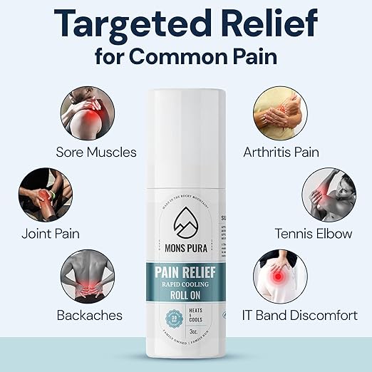 Roll On Pain Relief with Menthol, Arnica, Rosemary & Essential Oils - Extra Strength Arnica Roll On Fast Cooling Muscle & Joint Relief for Arthritis, Back Pain & Sciatica (3oz)
