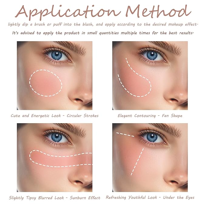 3 Color Matte Pink Blush Palette with Brush, Face Beauty