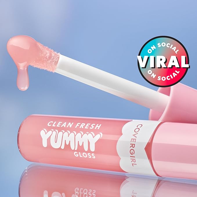 COVERGIRL Clean Fresh Yummy Lip Gloss, Sunrise Blush, Hydrating, Non-Sticky, Hyaluronic Acid, Glassy Shine, 0.33oz