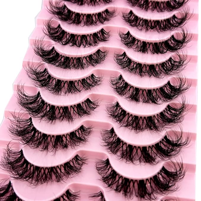 HBZGTLAD Soft Mink Eyelashes 3D Curl Winged End Eye Elongated Fake Lashes Thick Handmade Natural False Eyelash Messy Cross Lash Wholesale (LN125)