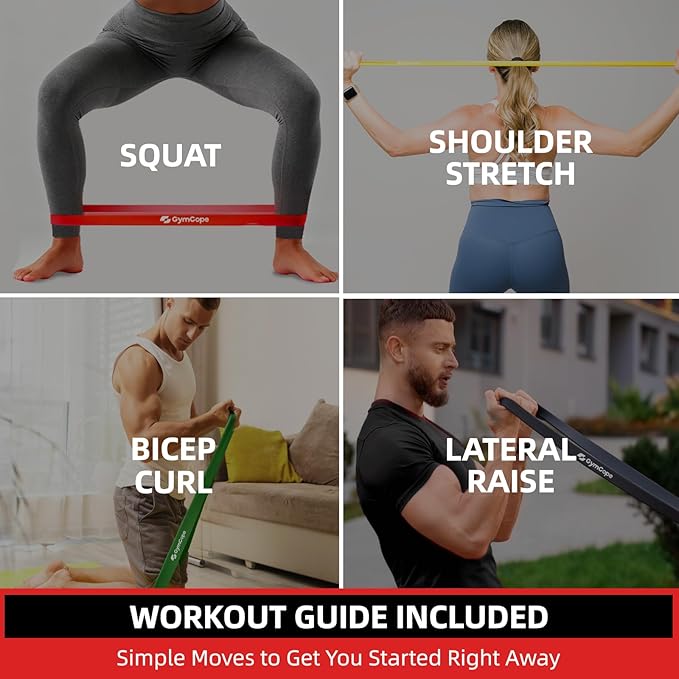 Pull Up Resistance Bands - Assistance Bands Sets of 3/4/5 for Men & Women, Heavy Duty Workout Exercise Bands for Body Stretching, Muscle Training, Instruction and Carry Bag Included