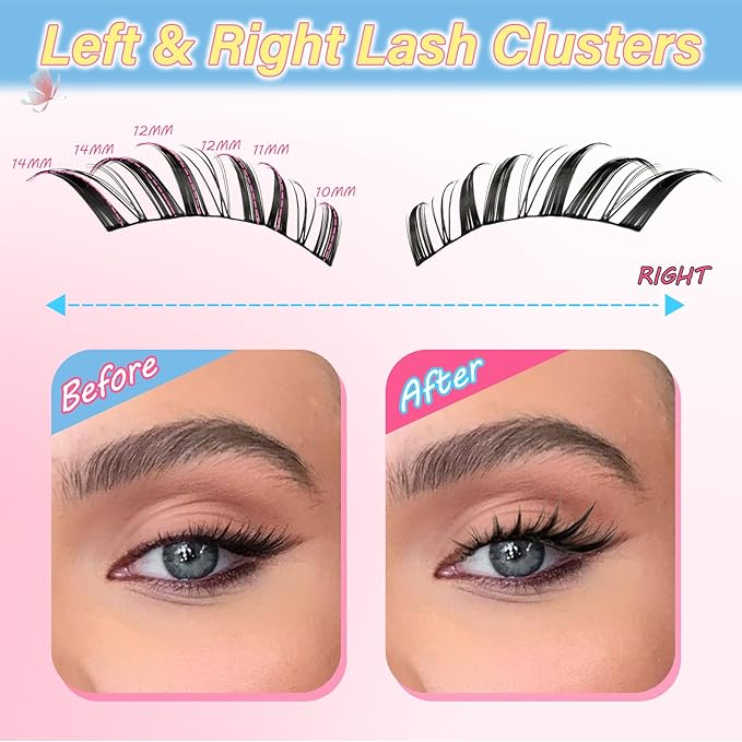 Manga Lashes Natural Look Cluster Lashes Anime Lashes Faux Mink Lashes Wispy Fluffy Eyelashes Spiky C Curl Individual Cluster (Wispy03)
