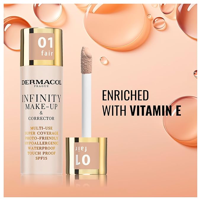 Dermacol Infinity make-up and corrector, Multi-use, Super coverage, Photo-friendly,Hypoallergenic,Waterproof, Touc proof, SPF 15, 02, Beige