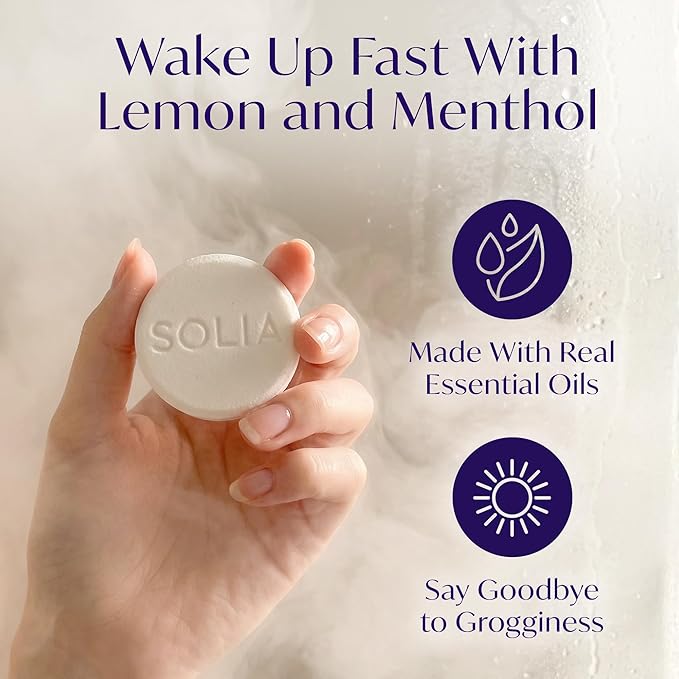 Solia Energizing Citrus Menthol Shower Steamers 7-Pack - Patent-Pending Real Essential Oil Menthol Shower Steamer Bombs, Spa Steamers Aromatherapy Selfcare Bath Gifts for Women, Individually Wrapped