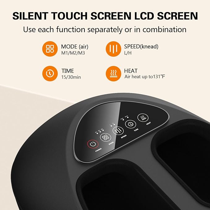 Shiatsu Foot Massager with Heat, Deep Kneading & Gentle Air Compression for Foot Wellness and Relaxation, Feet Massager, Electric Foot Massager Machine - Gifts for Women Men, Fits Size 13