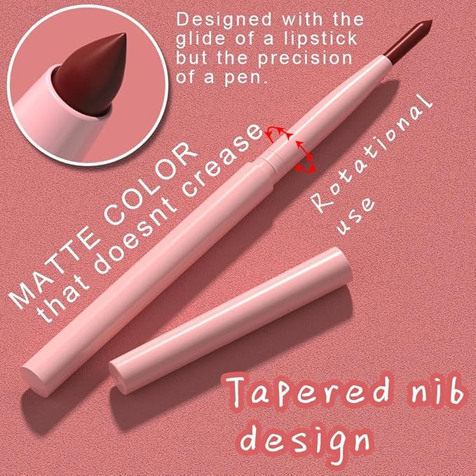 evpct Wine Red Matte Creamy Retractable Lip Liner Pencils for Shaping & Sculpting Lips, Lip Pencils for Women Long Lasting Waterproof Rich Lip Colors Liner Crayon Lipstick delineador de labios 11