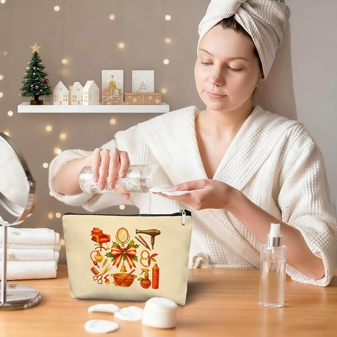 EKGJW Chrisamas Hairstylist Gifts Women Makeup Bag Make Up Bag, Cosmetic Bags for Hairstylists, Hairdresser Gifts for Cosmetology Student Teen Girls