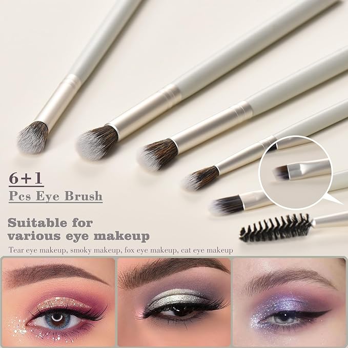 YJ-Anyue 10 Piece Makeup Brushes - Grayish Green Wooden Handle with Soft Synthetic Bristles,for Face & Eye Makeup|Professional Makeup Brushes set for Women & Girls|