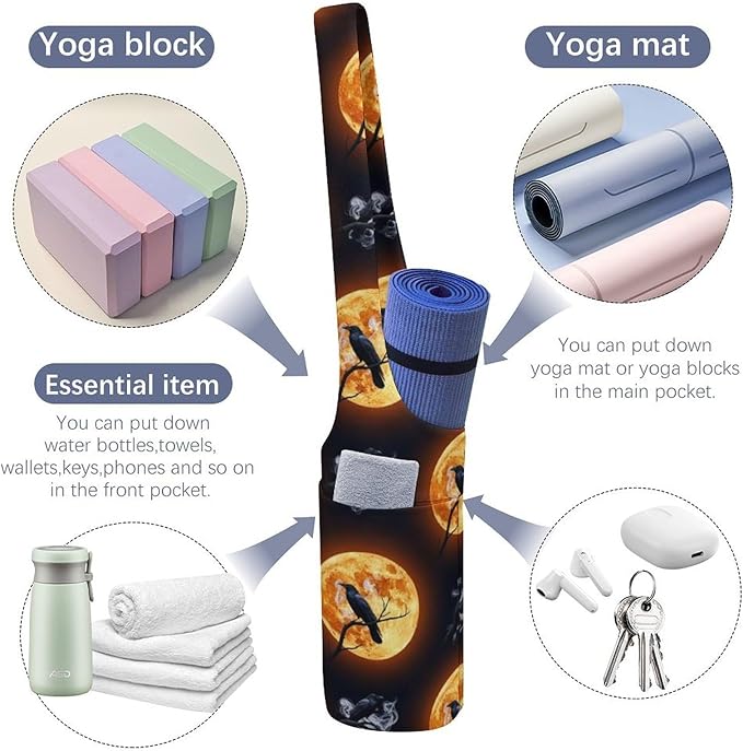 Portable Single Shoulder Yoga Mat Bag Carrier with Pocket Spacious Storage for Yoga Gym Fitness