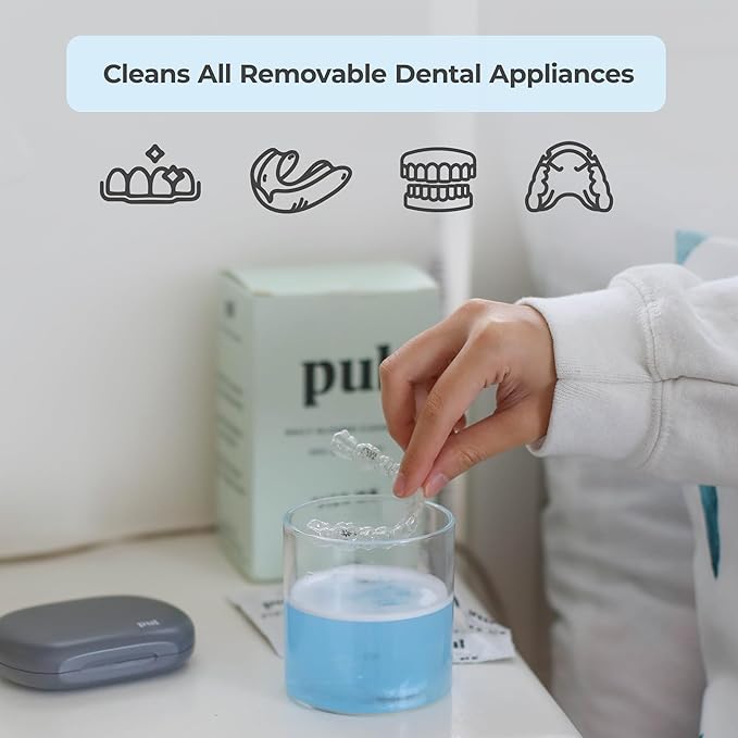 PUL Retainer Cleaner Tablets - Aligner Cleaner for Invisalign and Clear Aligners, Daily Retainer Cleaning Tablets and Denture Cleaner Tablets - Removes Odor, Stains and Plaque - 30 Day Supply