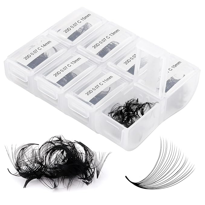 Lash Extension 20D FADLASH Premade Fans Eyelash Extensions 600pcs Pre Made Fans Lash Extensions Premade Lash Fans Volume Lash Extensions C Curl Eyelash Extension Premade Fans (20D-0.07C-8-15mm)