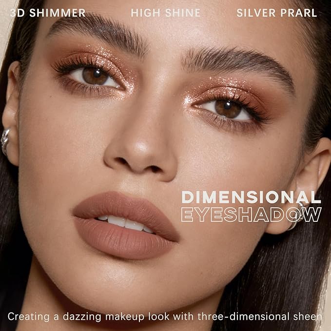 Light Brown Eyeshadow Palette, Glitter Neutral Taupe Brown Eye Shadow for Older Women Waterproof LongLasting Shimmer Metallic Nude Eyeshadow Makeup